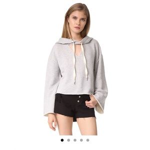 Kendall + Kylie hooded gray sweatshirt bell sleeve